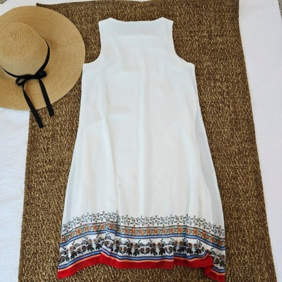 Max Studio Women's Mini Dress Size XS Relaxed Sheath White Colorful Bohemian - Picture 6 of 14